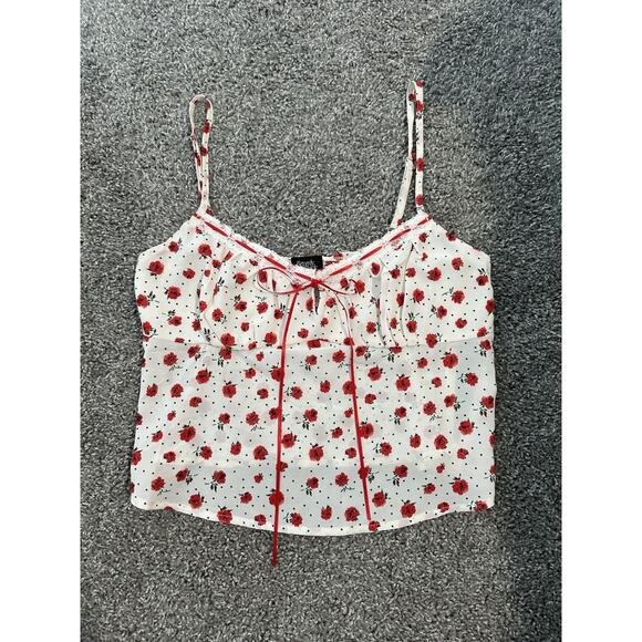 Beverly And Beck Tops - Beverly And Beck Women's Red Rose Print Sleeveless Crop Top Size S